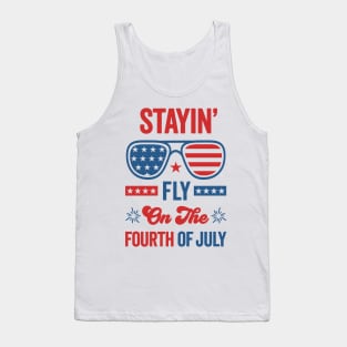 Independence Day Vibes: Stayin' Fly On the 4th of July with Patriotic American Flag Sunglasses Tank Top